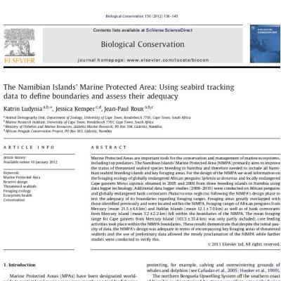 The Namibian Islands' Marine Protected Area: Using seabird tracking data to define boundaries and assess their adequacy
