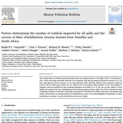 Factors determining the number of seabirds impacted by oil spills and the success of their rehabilitation: Lessons learned from Namibia and South Africa