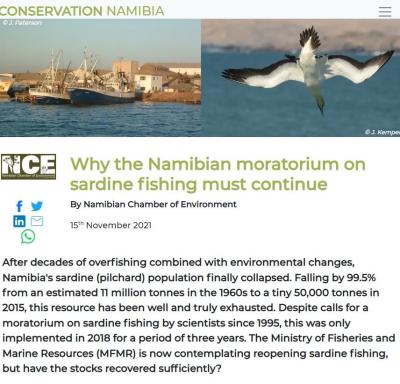 Why the Namibian moratorium on sardine fishing must continue